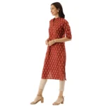 Red Cotton Kurti for Women - Angle 4