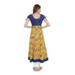 Generic Women's Cotton Printed Long Kurti (Mustard, Blue, Cotton) - Image 3