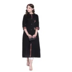Black Khadi Printed A-Line Kurti