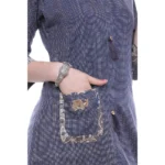 Generic Women's Cotton Printed Straight Kurti (Grey, Cotton) - Image 2