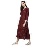 Generic Women's Rayon Printed Regular Kurti (Maroon, Rayon) - Image 4