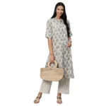 Generic Women's Khadi Printed Regular Kurti (Off White, Cream, Khadi) - Image 6