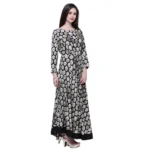 Generic Women's Rayon Zari Zardozi Work Designer Floor Length Kurti (Black, Rayon) - Image 3