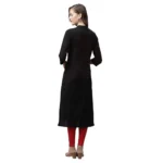 Generic Women's Pure Cotton Printed Straight Kurti (Black, Pure Cotton) - Image 3