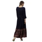 Generic Women's Rayon Printed Viscose Regular Kurti (Navy Blue, Rayon) - Image 2