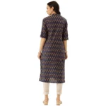 Generic Women's Cotton Printed Solid Kurti (Blue, Cotton) - Image 3