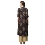 Generic Women's Rayon Printed Foil Print A Line Kurti (Coffee, Rayon) - Image 2