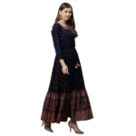 Generic Women's Rayon Printed Viscose Regular Kurti (Navy Blue, Rayon) - Image 3