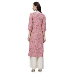 Generic Women's Cotton Printed Straight Kurti (Pink, Cotton) - Image 3