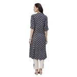 Generic Women's Rayon Printed A Line Kurti (Blue, Rayon) - Image 3