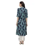 Generic Women's Cotton Printed A Line Kurti (Blue, Cotton) - Image 3