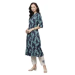 Generic Women's Cotton Printed A Line Kurti (Blue, Cotton) - Image 5