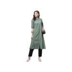 Generic Women's Cotton Printed Flex Kurti (Green, Cotton) - Image 3