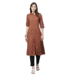 Generic Women's Cotton Printed Flex Kurti (Maroon, Cotton)