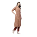 Generic Women's Cotton Printed Flex Kurti (Peach, Cotton) - Image 4