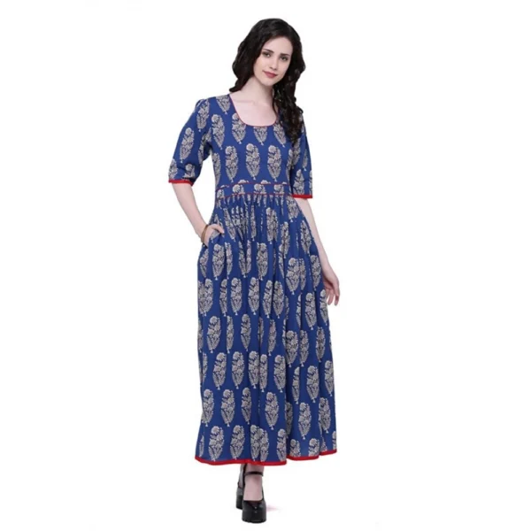 Blue Cotton Anarkali Kurti