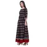 Generic Women's Cotton Printed Anarkali Kurti (Black, Cotton) - Image 5