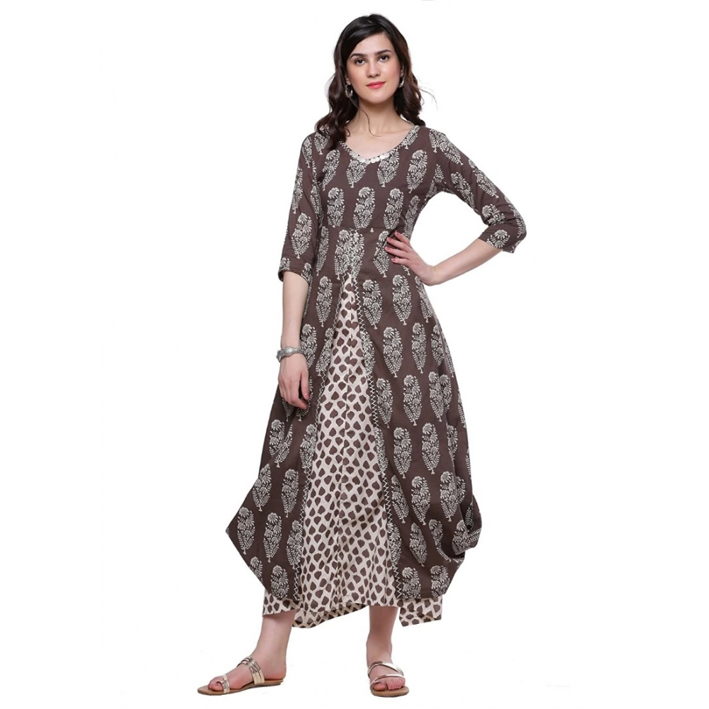 52232977346_7265cafeef_o_d-1000x1000-1.webp Generic Women's Cotton Printed Long Kurti (Brown, Cotton) - Image 1