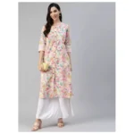 Generic Women's Cotton Printed  Straight Kurti (Multicolor, Cotton) - Image 2