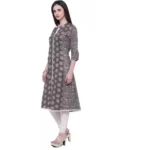 Generic Women's Cotton Printed A Line Kurti  (Brown, Cotton) - Image 5