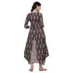 Generic Women's Cotton Printed Long Kurti (Brown, Cotton) - Image 3