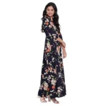 Generic Women's Rayon Printed Maxi Dress (Navy Blue, Rayon) - Image 2