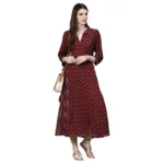 Generic Women's Rayon Printed Regular Kurti (Maroon, Rayon) - Image 6