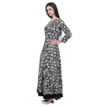Generic Women's Rayon Zari Zardozi Work Designer Floor Length Kurti (Black, Rayon) - Image 5