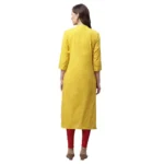 Generic Women's Pure Cotton Printed Straight Kurti (Yellow, Pure Cotton) - Image 2