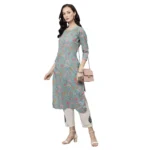 Generic Women's Cotton Printed Straight Kurti (Multicolor, Cotton) - Image 4
