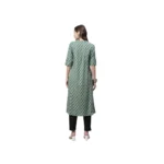 Generic Women's Cotton Printed Flex Kurti (Green, Cotton) - Image 2