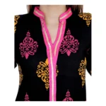Generic Women's Cotton Printed Solid Kurti (Black, Pink, Cotton) - Image 2