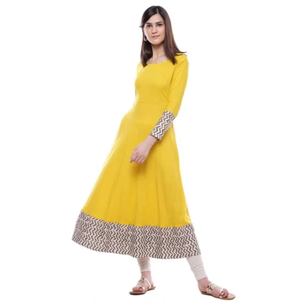 Yellow Rayon Anarkali Kurti
