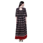 Generic Women's Cotton Printed Anarkali Kurti (Black, Cotton) - Image 2