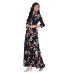 Generic Women's Rayon Printed Maxi Dress (Navy Blue, Rayon) - Image 4