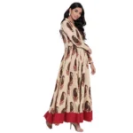 Generic Women's Cotton Printed Angrakha Kurti (Cream, Cotton) - Image 2