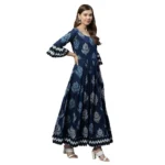 Generic Women's Cotton  Printed Regular Kurti (Blue, Cotton ) - Image 5
