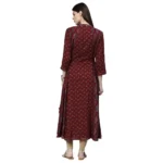 Generic Women's Rayon Printed Regular Kurti (Maroon, Rayon) - Image 3