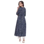 Generic Women's Cotton Printed Regular Kurti (Navy Blue, Cotton) - Image 2