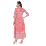 Generic Women's Cotton Printed Regular Kurti (Peach, Cotton) - Image 2
