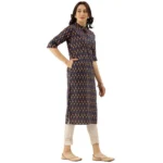 Generic Women's Cotton Printed Solid Kurti (Blue, Cotton) - Image 5