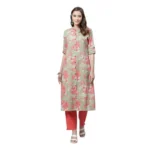 Generic Women's Cotton Printed Flex Kurti (Mint Green, Cotton)