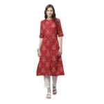 Generic Women's Cotton Printed Flex Kurti (Maroon, Cotton)