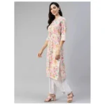 Generic Women's Cotton Printed  Straight Kurti (Multicolor, Cotton) - Image 3