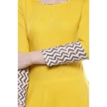 Generic Women's Rayon Printed Solid Anarkali Kurti (Yellow, Rayon) - Image 2