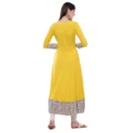 Generic Women's Rayon Printed Solid Anarkali Kurti (Yellow, Rayon) - Image 3