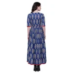 Generic Women's Cotton Printed Anarkali Kurti (Blue, Cotton) - Image 3