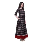Generic Women's Cotton Printed Anarkali Kurti (Black, Cotton) - Image 3
