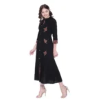 Generic Women's Khadi Printed A Line Kurti  (Black, Khadi) - Image 5