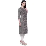 Generic Women's Cotton Printed A Line Kurti  (Brown, Cotton) - Image 3